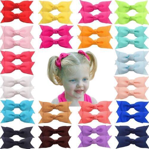 40Pcs 20 Colors In pairs 2.75" Hair Bows Clips Girls Pigtail Bows Alligator Clips for Baby Girls Fine Hair Infants and toddlers