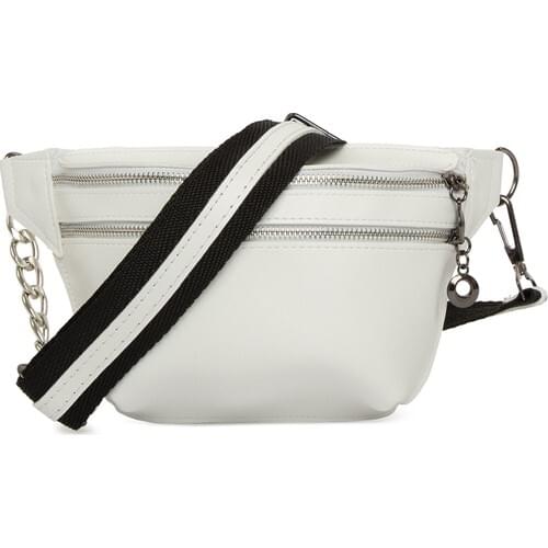 Women Bag White Leather Strap Chain Waist Women Bag Luxury Brand Women Bags Chain Bags New Season 2021