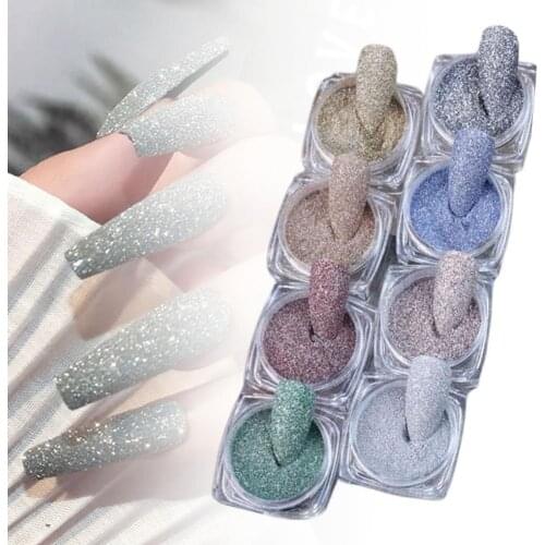 1 Set Holographic Nail Powder Set Shining Metallic Nail Art Aurora Iridescent Pearlescent Manicure Art Decoration Powder Kit for