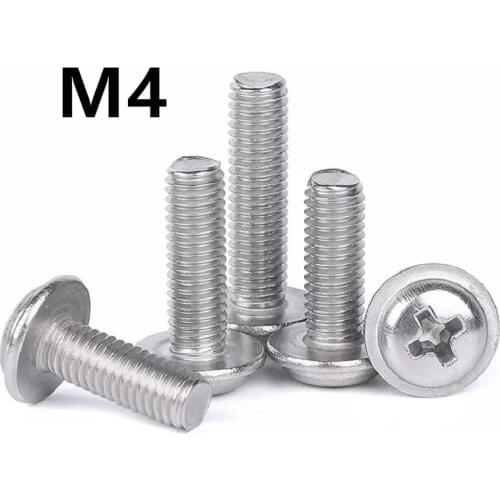 100/60PCS DIN967 M4x5/6/8/10/12/14/16/20/25/30/35/40/45mm 304 Stainless Steel Phillips Pan Machine Screws With Collar PWM