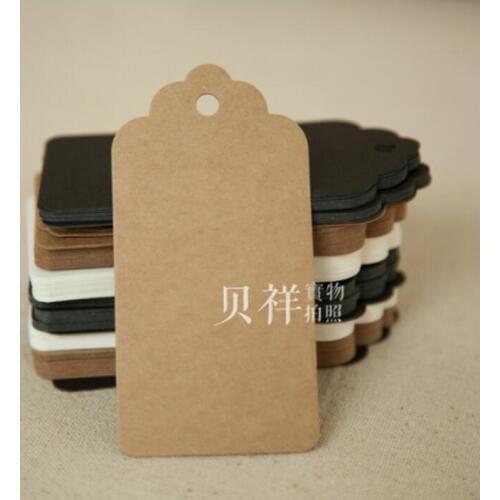 100 pcs 9x4.5cm Kraft Paper Gift Hang Tags Bookmark Wedding Christmas Scallop Label Blank Luggage Event & Party Supplies