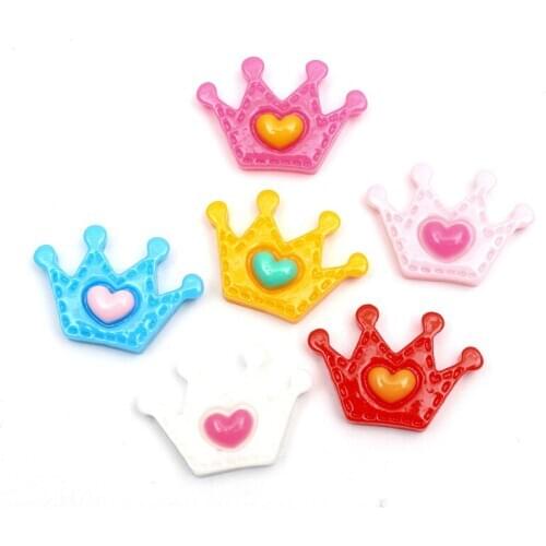 20Pcs Colorful Crown Resin Decoration Craft Flatback Cabochon Embellishments For Scrapbooking Kawaii Cute Diy Accessories