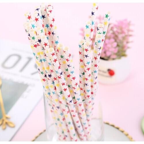 200 pcs Yellow Blue Navy Red Green Star Paper Straws Bulk-Rainbow Colorful Birthday Baby Shower Party Drinking Restaurant Kids