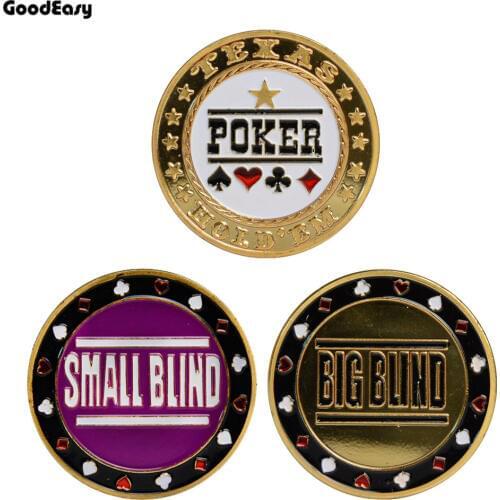 3PCS Casino Metal Texas Poker Chips Black Jack Coins Set Metal Poker DEALER+SMALL BLIND+BIG BLIND Button Accessories