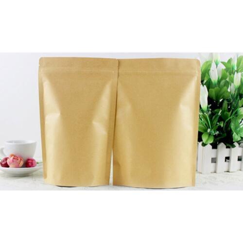 300pcs Brown Gift Bag Paper Kraft Bag Aluminum Foil For Wedding/Candy/Tea Kraft Bags Craft Stand Up Ziplock Packing Bags Pouches