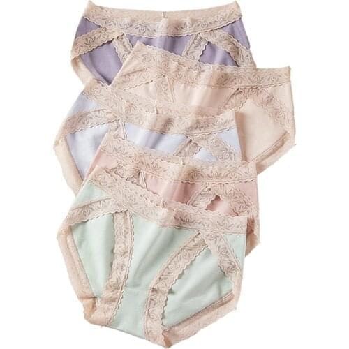 5Pcs/Set Sexy Lace Panties Women Cotton Underwear Cute Girls Breathable Briefs Low Waist Underpants Seamless Female Lingerie
