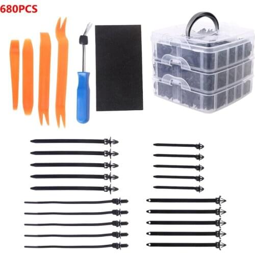680pcs Auto Body Retainer Clips Car Trim Tools with Fastener Remover Cable Ties