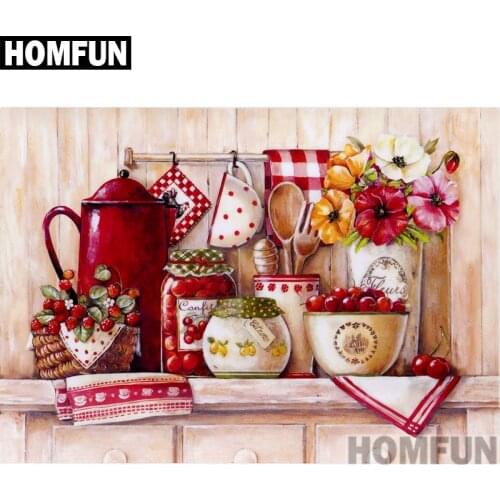 HOMFUN Full Square/Round Drill 5D DIY Diamond Painting "Retro Cups" 3D Embroidery Cross Stitch 5D Home Decor A00830