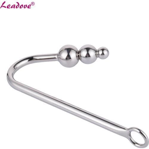 3 Balls Stainless Steel Anal Hook with Beads Hole Metal Butt Plug Anus Slave G Spot Prostate Massager Adult Sex Toy for Men