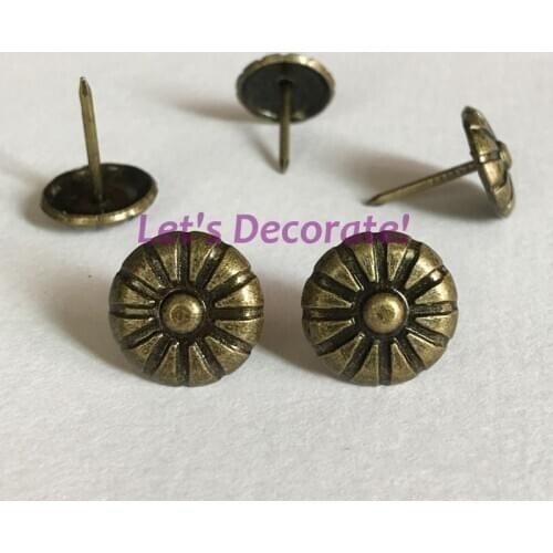 Free DHL shipping 1500pcs/lot 16mm Vintage Brass Color With Daisy Flower Home or Garden Decorative Tack/Hobnail, Upholstery Nail