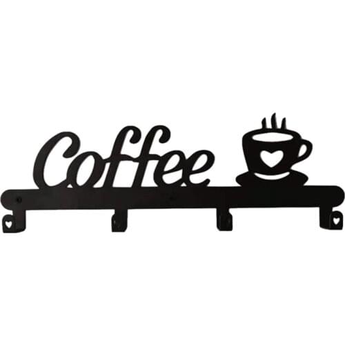 Coffee Mug Holder Wall Mounted(4 Hooks),Kitchen or Coffee Bar Decor Sign,for Coffee Mug Hangers Display and Organizer