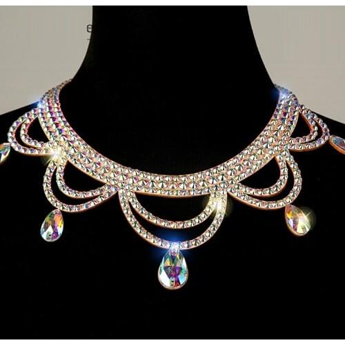 Egyptian Crystal Rhinestone Belly Dance Performances Jewelry Sparkly Hollow Carving Flowers Pendant Earring For Women