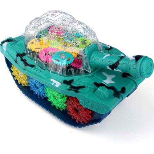 Electric Transparent Combat Gear Tank Flashing Led Light Music Car Kids Childrens Gift Toy Vehicles