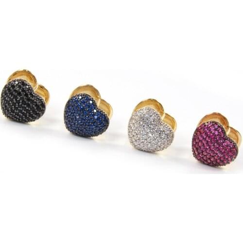 HOT Brazil Multi Color Pedra Hoop Earrings Huggie Heart Brincos Micro Pave Style Hoop Earring Fashion Earrings for Women Jewelry