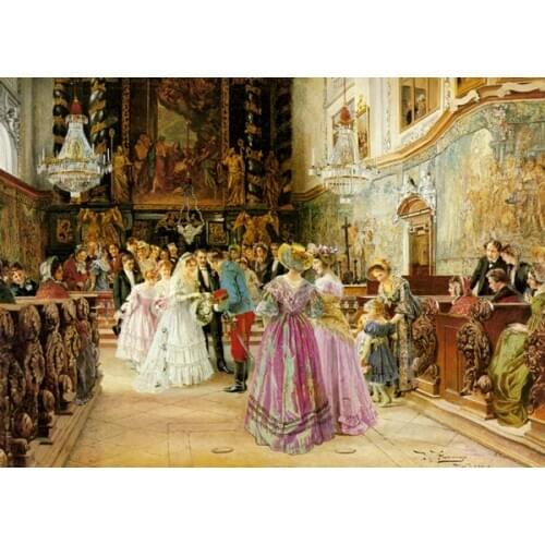 Oil Painting wedding marry Embroidery Needlework 14CT Counted Unprinted DIY Cross Stitch Kits Handmade Arts Wall Decor