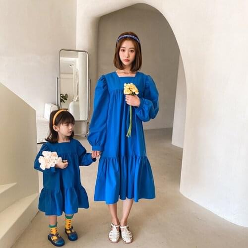 2021 Mother and Daughter Parent-Child Girl Square Collar Family Matching Outfits.If You Need 2pcs，Please Order Two