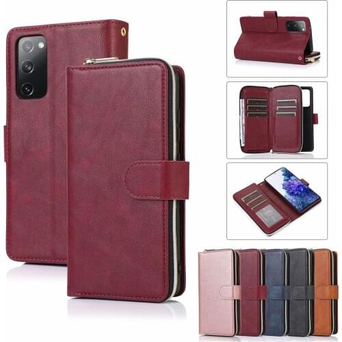 Leather Zipper bag Case for Samsung Galaxy S8 S9 S10 S20 Plus S10E S20 Ultra Note10 Pro Note20 Ultra Flip Wallet Protect Cover