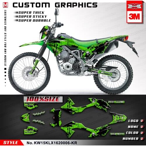 KUNGFU GRAPHICS Enduro Stickers Dirt Bike Vinyl Wrap Kit for KLX150BF KLX150 BF 2016 2017 2018 2019 2020, Black and Green