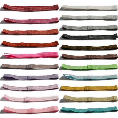 30pcs/pack 5/8" 21colors Solid Ribbon FOE Band for Hair Bows Fold Over Elastic Glitter Kids Headbands for Girls Hair Accessories