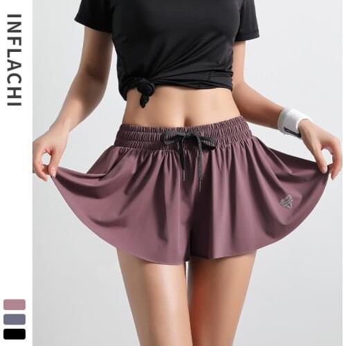 Summer Quick-Drying Sports Shorts Skirt Yoga Running Shorts Loose Fitness Training Shorts Fake Two Piece Skort Workout Clothing