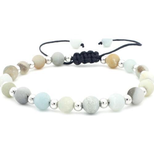 Hot Selling 6mm Beads Amazonite Stone Bracelet For Women Girls Lucky Friendship Copper Balls Adjustable Bracelet Jewelry