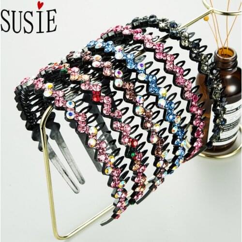 LOVE SUSIE Women Casual Hairbands Korean Style Rhinestone Fashion Simple Headwear Non-slip Hairpin Sweet Crystal Hair Bands