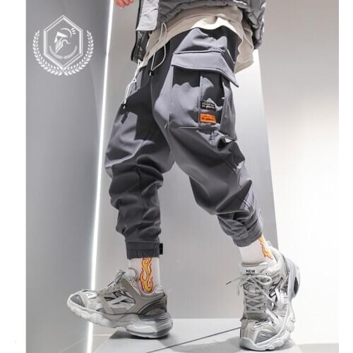 Men Fashion Loose Solid Safari Style Harem Jogger Pants Casual Pockets Ankle-Length Hip Hop Pants