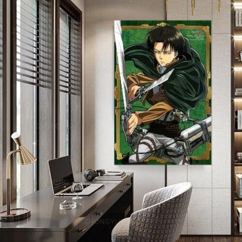 Attack on Titan Home Decor Shingeki No Kyojin Cosplay Wall Poster Levi For Living Room Boy Bedroom Wall Decor