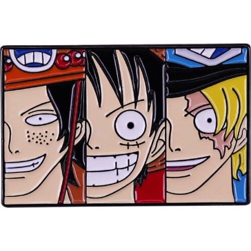 New Arrival Anime Collection Enamel Brooch Luffy Sabo Ace Comic Figure Design Lapel Pins Cute Gifts for Friends Together Forever