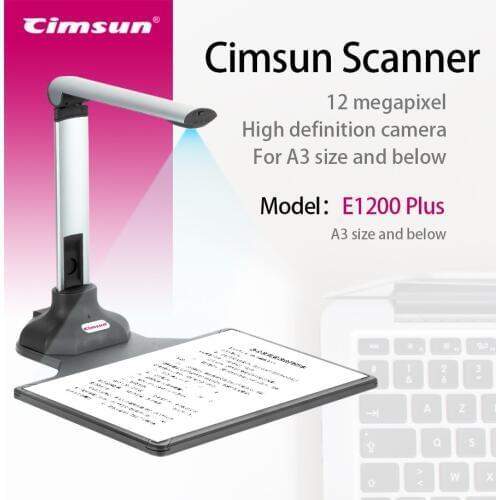 12 Megapixel HD Document Camera Scanner E1200 Plus with Fill-in LED Light Auto Focus A3, A4, A5 Size