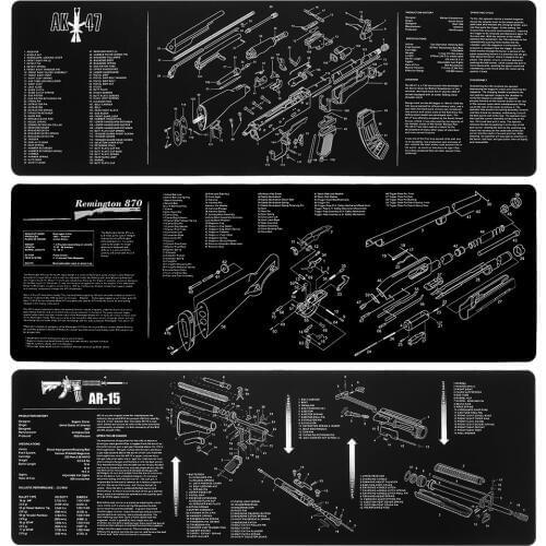 New AR15 AK47 Gun Cleaning Rubber Mat With Parts Diagram and Instructions Armorers Bench Mat Mouse Pad for Glock SIG P226 P229