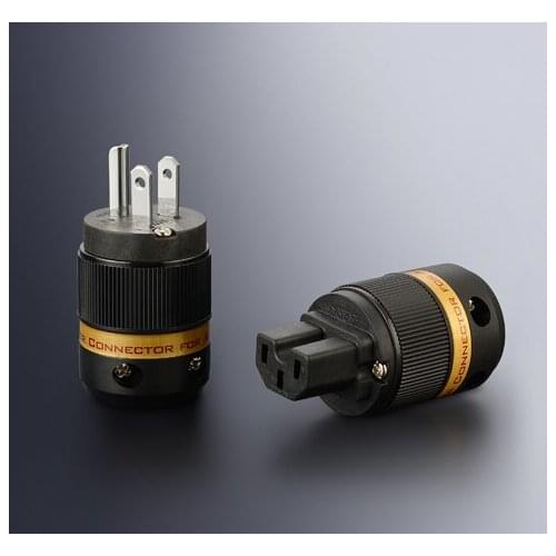 P-010 1 Set Viborg HiFi USA US Power Connector Plug+IEC Connector Core Copper+5U Rhodium Plated 100% Real Rhodium Platting