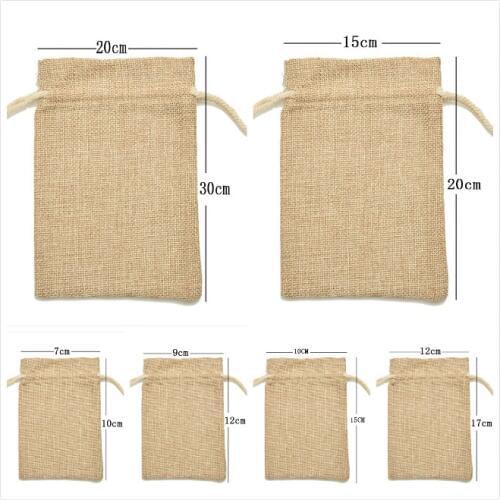 6 Sizes Wedding Candy Gift Bags Linen Jute Drawstring Gift Bags Sacks Party Supplies Party Favors Packaging Bag