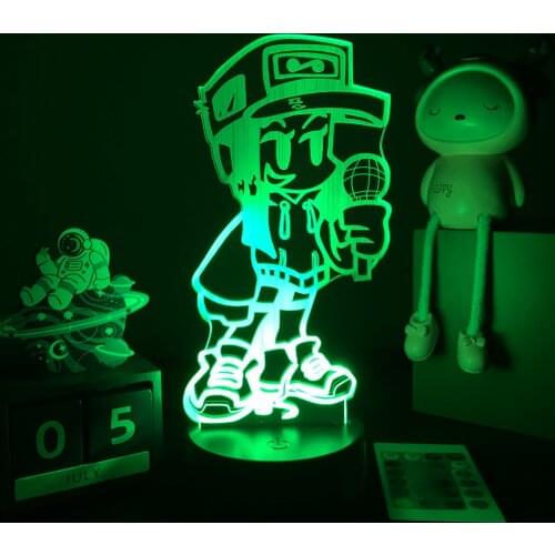 Hot Game Friday Night Funkin Night Light Cassete Gril Figure 3D Lamp for Bedroom Decor Bedside Lamp Kids Gamer Birthday Gifts