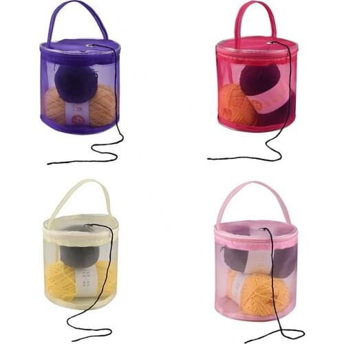 Portable Mesh Weaving Round Bags Lightweight Wool Storage Bag Organizer Yarn Crochet Knitting Baskets Apparel Storage