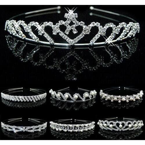 Korean version crystal crown headdress diademe princess child diadem girl headband wedding flower Tiara Headbands Jewelry