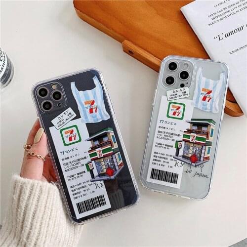JAMULAR Funny Japan Art Label Clear Phone Case For iPhone 12 11 Pro XR SE2020 XS MAX 7 8Plus Cartoon Letter Cover Soft TPU Coque