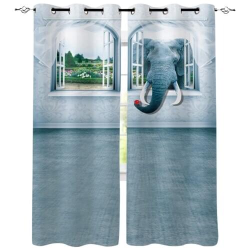 Elephant Proboscis Apple Garden Curtains for Living Room Bedroom Modern Home Decoration Window Curtain Kids Room Home Supplies