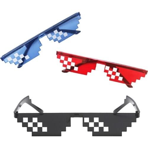 Thug Life Mosaic Glasses Sunglasses Men Women 8 Bit Coding Pixel Trendy Cool Super Party Funny Vintage Shades Eyewear