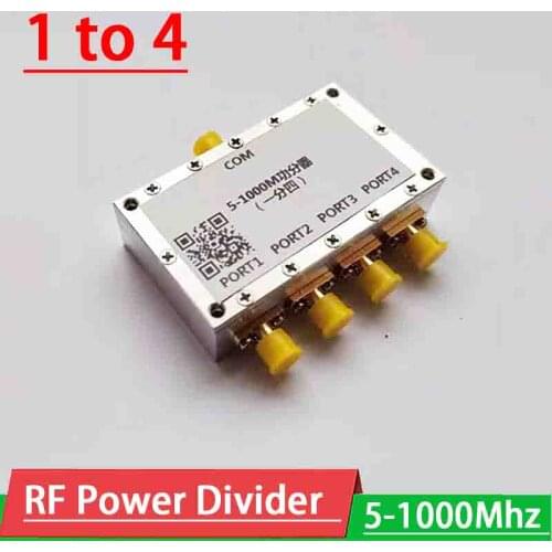 5Mhz-1000Mhz Power Divider RF power splitter 1 to 4 Power Divider Combiner for UHF VHF 433M transceiver Ham Radio amplifier
