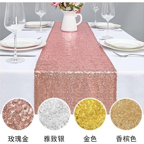 Wedding Decoration Modern Bling Sequin Glitter Table Runner Rose Gold Table Runner