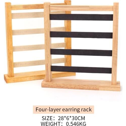 High Quality Wood Four Layer Earring Jewelry Display Stand For Female Pendent Ring Bracelet Jewellery Showcase Rack Organizers