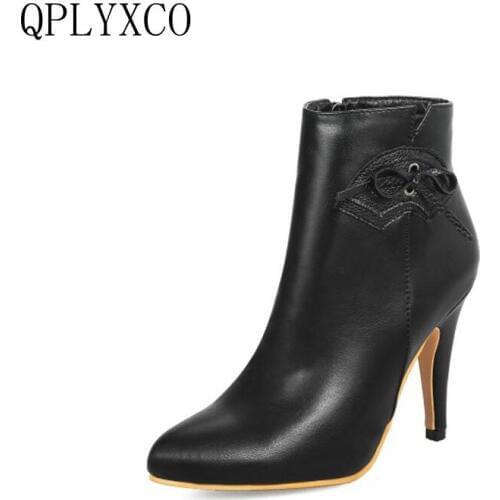 QPLYXCO 2018 Small& Big size 28-52 ankle boot short Autumn winter style Sexy Women Platform high heels wedding Party shoes Y708