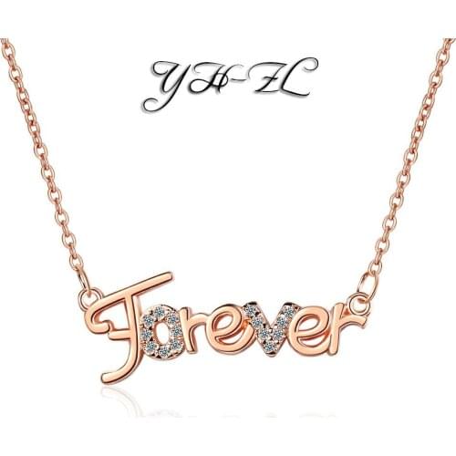 YH-ZL 925 Sterling Silver Love Zircon Forever Pendant Neckace For Women Gift Chain choker