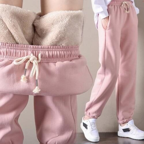 2021 Winter Women Gym Sweatpants Workout Fleece Trousers Solid Thick Warm Winter Female Sport Pants Running Pantalones Mujer