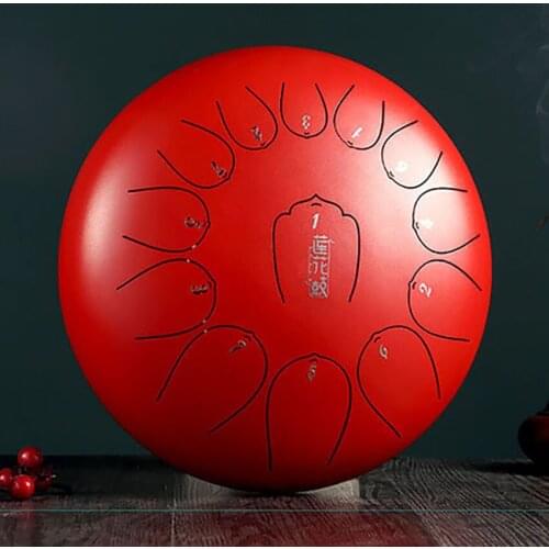 12 Inch 13Tune Tongue Drum Steel Hand Pan Drum Tank Ethereal Drum with Drumsticks Carrying Bag Music Score Percussion Instrument