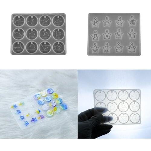 12 Constellations Discs Pendant Silcone Molds UV Epoxy Resin Mold Necklace Pendant Mould for DIY Handicraft Jewelry Making Tools
