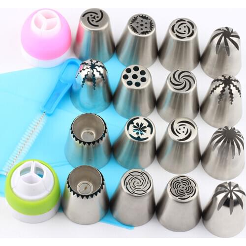 20Pcs Pastry Nozzles Coupler Stainless Steel DIY Nozzle Dessert Cake Decorating Piping Icing Nozzle Fondant