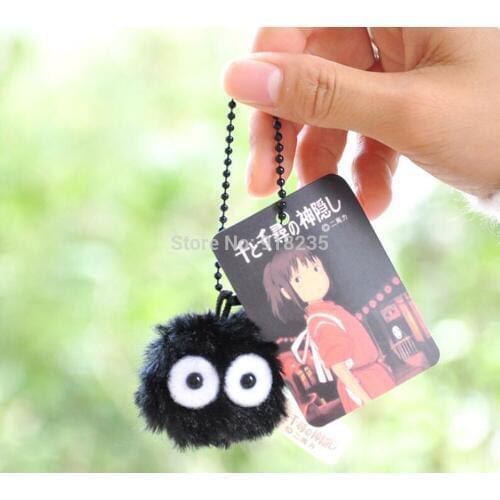 20/Lot My Neighbor Totoro Dust Soot Keychain 4CM Soft Kids Plush Pendant Toy