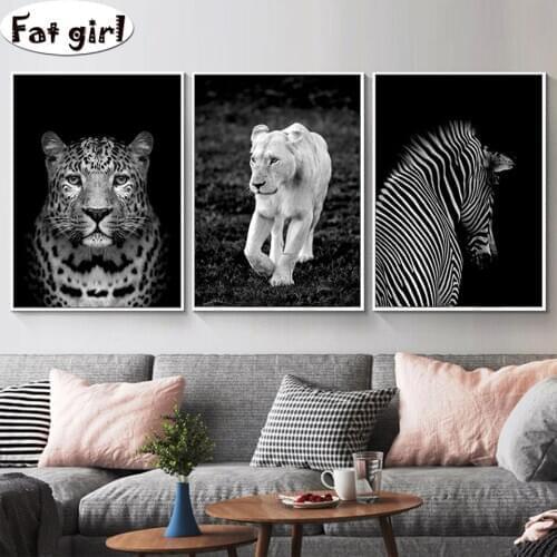3 pcs Leopard Lion Zebra Square Diamond Painting black white Animal Home Decoration Embroidery mosaic round 5D DIY modern decor
